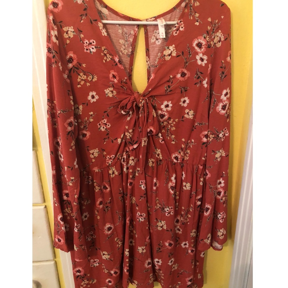 Floral Front-Tie Dress